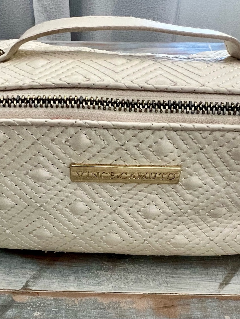Vince Camuto Cream Quilted Top-Handle Bag